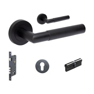 Zanda Vertex 60mm Entrance Single Cylinder Key/Key Lever Set Matte Black