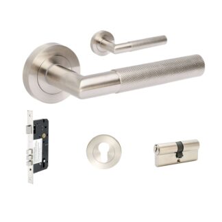 Zanda Vertex 60mm Entrance Double Cylinder Key/Key Lever Set Brushed Nickel