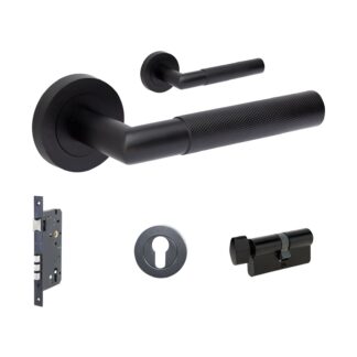 Zanda Vertex 60mm Entrance Single Cylinder Key/Turn Lever Set Matte Black