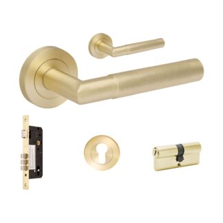 Zanda Vertex 70mm Entrance Double Cylinder Key/Key Lever Set Satin Brass