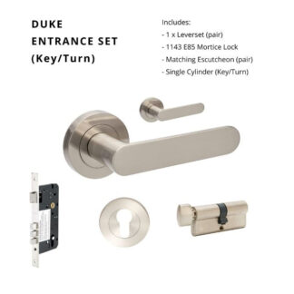 Zanda Duke Entrance Set 70mm Key/Turn Brushed Nickel