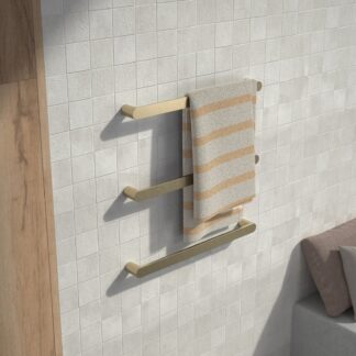 Caroma Urbane II Heated Towel Rail - Horizontal - Brushed Brass
