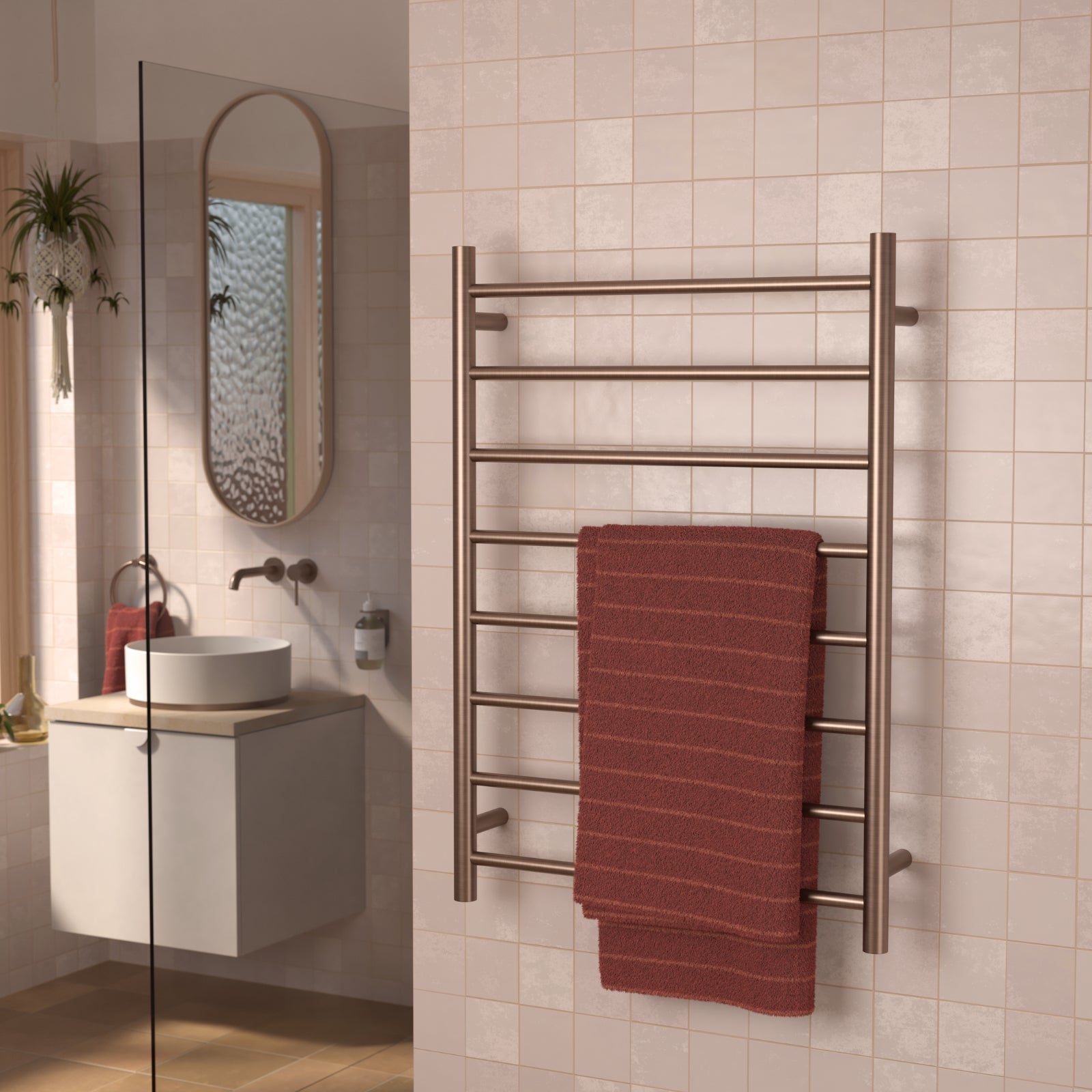 Caroma Liano II Heated Towel Ladder - Brushed Bronze