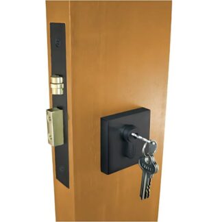 Zanda Square Pull Handle Lock Kit Double Cylinder Matte Black