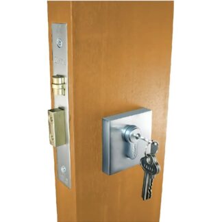 Zanda Square Pull Handle Lock Kit Double Cylinder Brushed Nickel