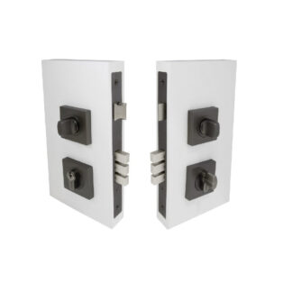 Zanda Double Turn Lock Kits Square Plate Graphite Nickel