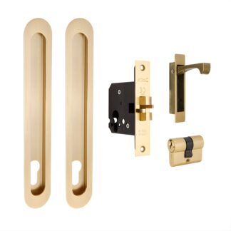 Zanda Duke Sliding Door Euro Lock Kit 250 x 40mm Satin Brass