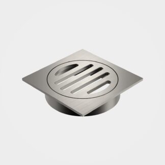 Caroma Square Floor Waste - 80mm Outlet - Brushed Nickel