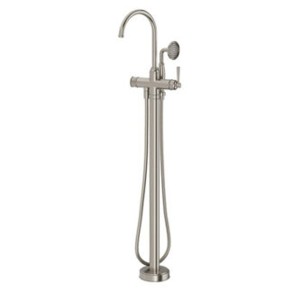 Phoenix Cromford Floor Mounted Bath Mixer with Hand Shower Brushed Nickel