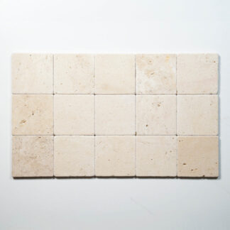Tumbled Natural Beige Travertine Square Tile 100mm x 100mm