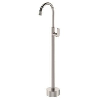 Fienza Empire Slim Floor Mounted Basin/bath Mixer Brushed Nickel