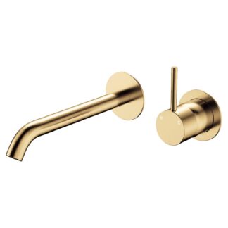 Fienza Kaya Up Basin/Bath Mixer 200mm Set Round Urban Brass