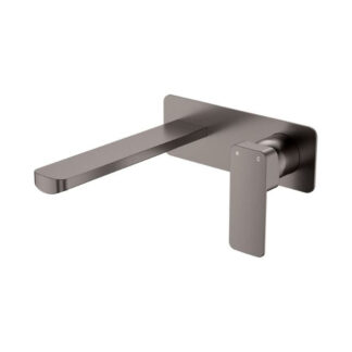Fienza Tono Basin/Bath Wall Mixer Set 200mm Outlet Large Rectangular Plate Gun Metal