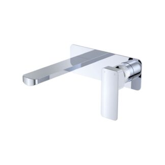 Fienza Tono Basin/Bath Wall Mixer Set 160mm Outlet Large Rectangular Plate Chrome