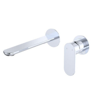 Fienza Empire Slim Basin/Bath Wall Mixer Set Round Plates 200mm Chrome