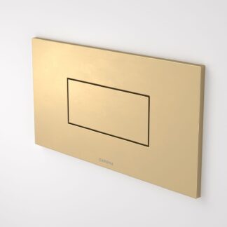 Caroma Invisi Series II® Rectangle Metal Single Flush Plate and Buttons Brushed Brass