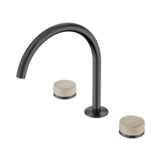 Nero Serenity Bath/Kitchen Set Arc Spout With Rome Travertine Handle Gun Metal