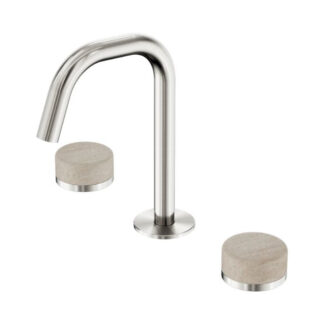 Nero Serenity Basin Set Edge Spout With Rome Travertine Handle Brushed Nickel