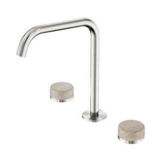 Nero Serenity Bath/Kitchen Set Edge Spout With Rome Travertine Handle Brushed Nickel