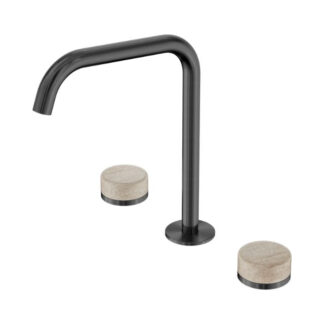 Nero Serenity Bath/Kitchen Set Edge Spout With Rome Travertine Handle Gun Metal