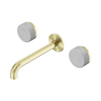 Nero Serenity Wall Basin Set 160mm Spout With Carrara Handle Brushed Gold