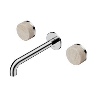 Nero Serenity Wall Basin Set 160mm Spout With Rome Travertine Handle Chrome