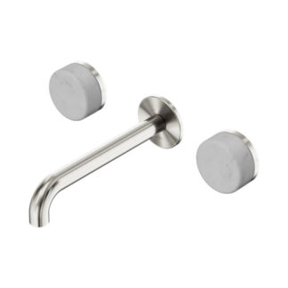 Nero Serenity Wall Basin Set 185mm Spout With Carrara Handle Brushed Nickel