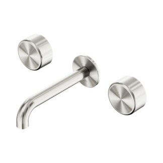 Nero Serenity Wall Basin Set 185mm Spout With Metal Handle Brushed Nickel
