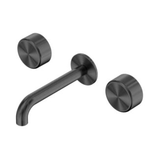Nero Serenity Wall Basin Set 185mm Spout With Metal Handle Gun Metal