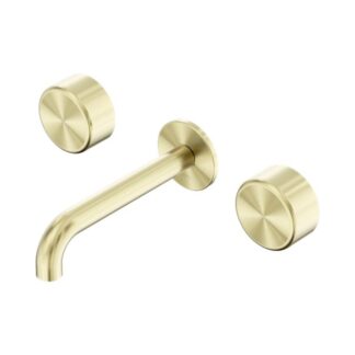 Nero Serenity Wall Basin Set 220mm Spout With Metal Handle Brushed Gold