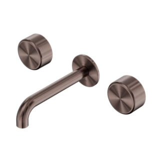 Nero Serenity Wall Basin Set 220mm Spout With Metal Handle Brushed Bronze