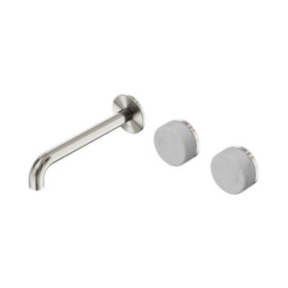Nero Serenity Wall Basin Set 160mm Offset Spout With Carrara Handle Brushed Nickel