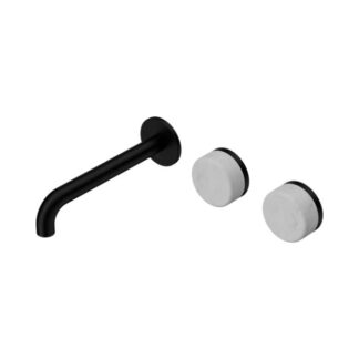 Nero Serenity Wall Basin Set 160mm Offset Spout With Carrara Handle Matte Black