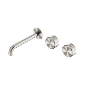 Nero Serenity Wall Basin Set 160mm Offset Spout With Metal Handle Brushed Nickel