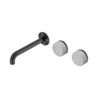 Nero Serenity Wall Basin Set 185mm Offset Spout With Carrara Handle Gun Metal
