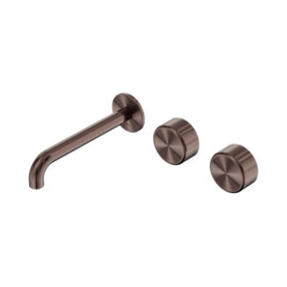 Nero Serenity Wall Basin Set 185mm Offset Spout With Metal Handle Brushed Bronze