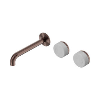 Nero Serenity Wall Basin Set 220mm Offset Spout With Carrara Handle Brushed Bronze