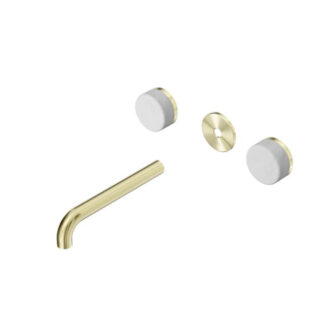 Nero Serenity Wall Basin Set 160mm Spout With Carrara Handle Trim Kit Only Brushed Gold