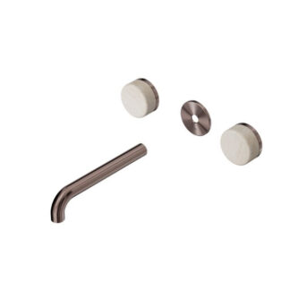 Nero Serenity Wall Basin Set 160mm Spout With Rome Travertine Handle Trim Kit Only Brushed Bronze