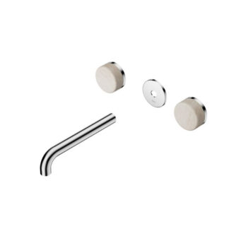 Nero Serenity Wall Basin Set 160mm Spout With Rome Travertine Handle Trim Kit Only Chrome