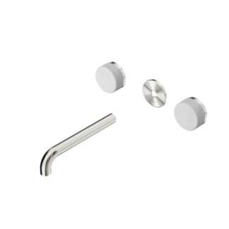 Nero Serenity Wall Basin Set 185mm Spout With Carrara Handle Trim Kit Only Brushed Nickel
