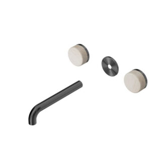 Nero Serenity Wall Basin Set 185mm Spout With Rome Travertine Handle Trim Kit Only Gun Metal