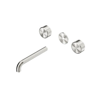 Nero Serenity Wall Basin Set 220mm Spout With Metal Handle Trim Kit Only Brushed Nickel