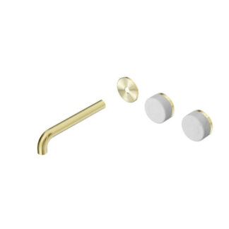 Nero Serenity Wall Basin Set 160mm Offset spout With Carrara Handle Trim Kit Only Brushed Gold