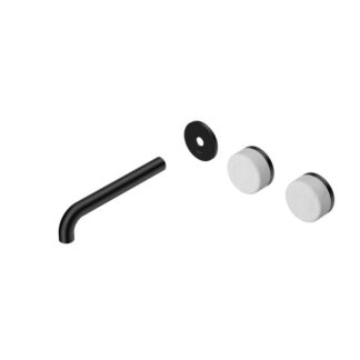 Nero Serenity Wall Basin Set 160mm Offset spout With Carrara Handle Trim Kit Only Matte Black