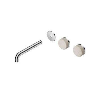 Nero Serenity Wall Basin Set 160mm Offset spout With Rome Travertine Handle Trim Kit Only Chrome