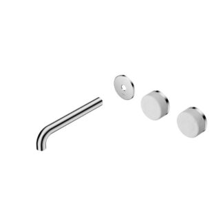 Nero Serenity Wall Basin Set 185mm Offset spout With Carrara Handle Trim Kit Only Chrome