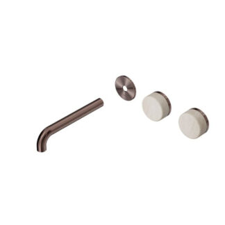 Nero Serenity Wall Basin Set 185mm Offset spout With Rome Travertine Handle Trim Kit Only Brushed Bronze