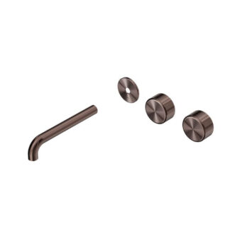 Nero Serenity Wall Basin Set 185mm Offset spout With Metal Handle Trim Kit Only Brushed Bronze