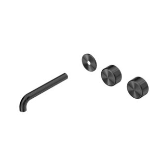 Nero Serenity Wall Basin Set 185mm Offset spout With Metal Handle Trim Kit Only Gun Metal